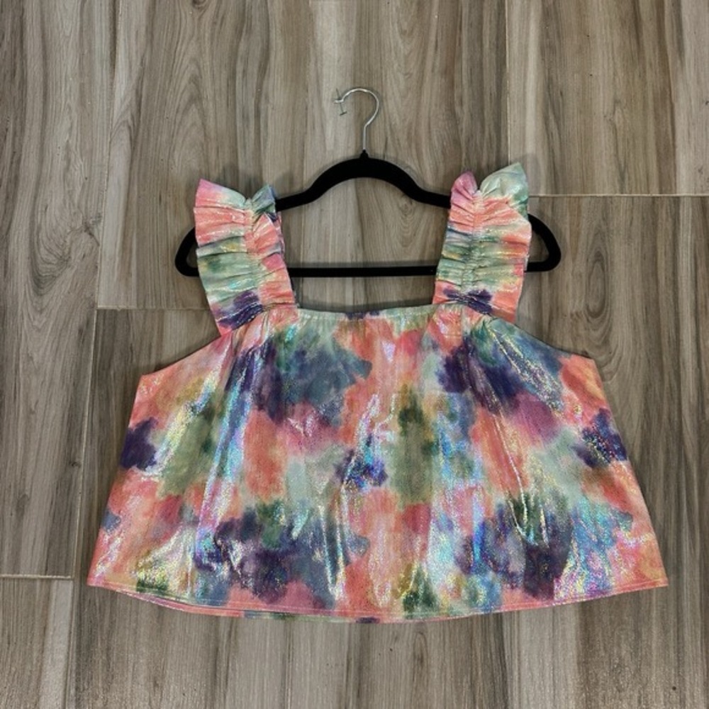Queen Of Sparkles Rainbow Shimmer Top Size Small Festival‎ Dopamine Travel Boho